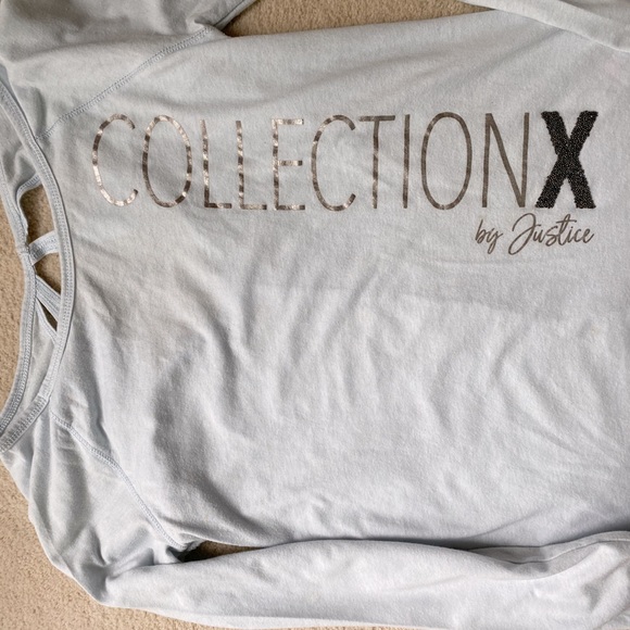 Girls Pastel Blue Open Back Long Sleeve Top - Picture 4 of 5